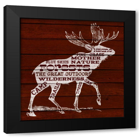 Moose Text Black Modern Wood Framed Art Print by SD Graphics Studio
