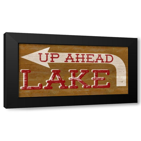 Lake Sign Black Modern Wood Framed Art Print with Double Matting by SD Graphics Studio