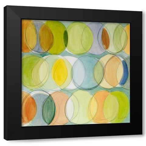 Circle Around on Blue I Black Modern Wood Framed Art Print by Loreth, Lanie