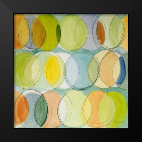 Circle Around on Blue I Black Modern Wood Framed Art Print by Loreth, Lanie