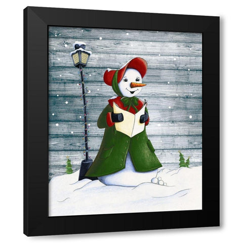 Christmas Snowmen I Black Modern Wood Framed Art Print with Double Matting by Josefina
