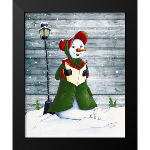 Christmas Snowmen I Black Modern Wood Framed Art Print by Josefina