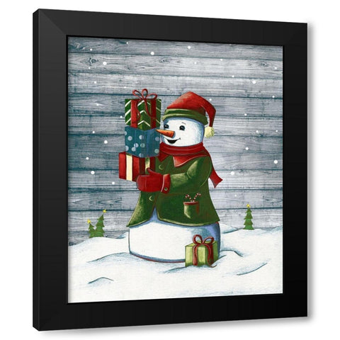 Christmas Snowmen II Black Modern Wood Framed Art Print by Josefina