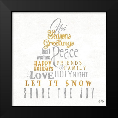 Noel Seasons Greetings Black Modern Wood Framed Art Print by Medley, Elizabeth