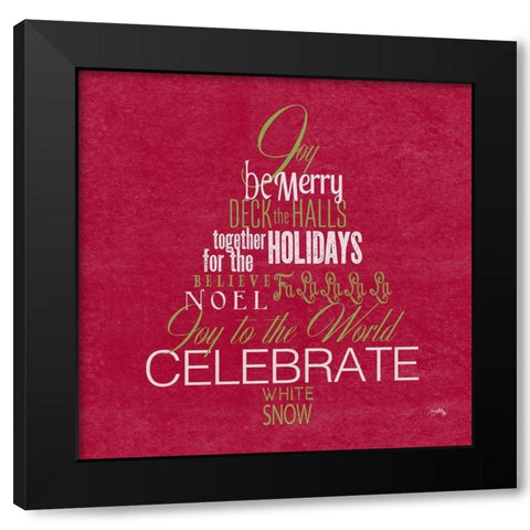 Holiday Fun Typography on Red I Black Modern Wood Framed Art Print with Double Matting by Medley, Elizabeth