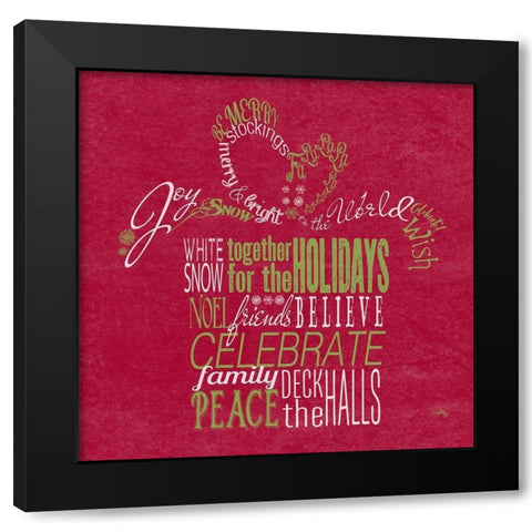 Holiday Fun Typography on Red II Black Modern Wood Framed Art Print with Double Matting by Medley, Elizabeth