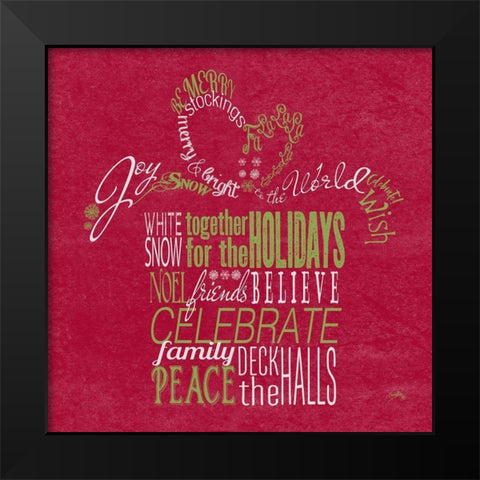 Holiday Fun Typography on Red II Black Modern Wood Framed Art Print by Medley, Elizabeth