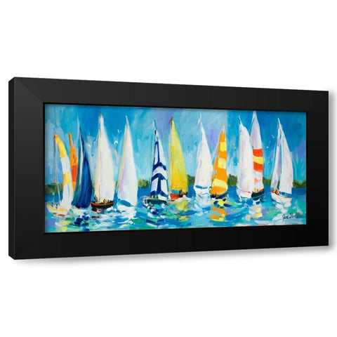 The Regatta Black Modern Wood Framed Art Print by Slivka, Jane