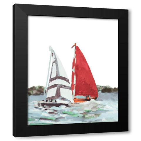 Line Regatta I Black Modern Wood Framed Art Print with Double Matting by Slivka, Jane