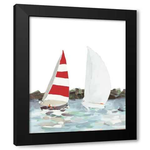 Line Regatta II Black Modern Wood Framed Art Print by Slivka, Jane