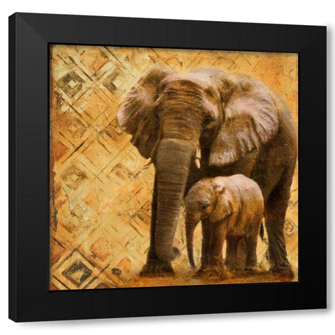 Safari Family I Black Modern Wood Framed Art Print with Double Matting by Pinto, Patricia