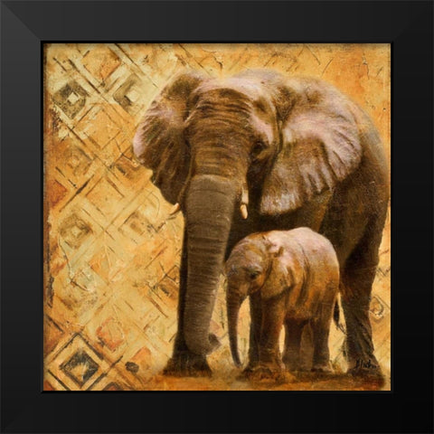 Safari Family I Black Modern Wood Framed Art Print by Pinto, Patricia
