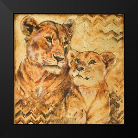 Safari Mother and Son II Black Modern Wood Framed Art Print by Pinto, Patricia