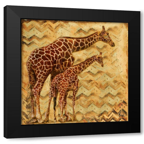 Safari Family II Black Modern Wood Framed Art Print with Double Matting by Pinto, Patricia