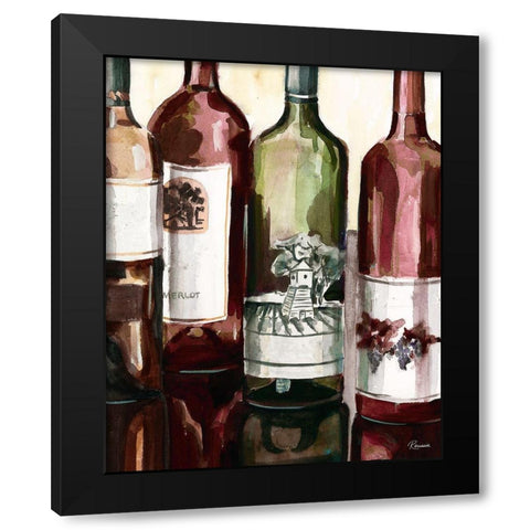 Auburn Wine Collection II Black Modern Wood Framed Art Print with Double Matting by French-Roussia, Heather A.