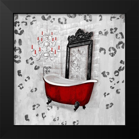 Red Antique Mirrored Bath Square II Black Modern Wood Framed Art Print by Hakimipour, Tiffany