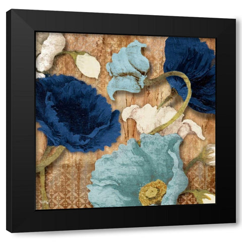 Blue Joyful Poppies I Black Modern Wood Framed Art Print with Double Matting by Medley, Elizabeth
