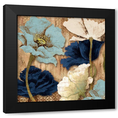 Blue Joyful Poppies II Black Modern Wood Framed Art Print with Double Matting by Medley, Elizabeth