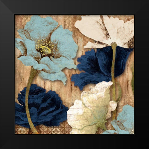 Blue Joyful Poppies II Black Modern Wood Framed Art Print by Medley, Elizabeth