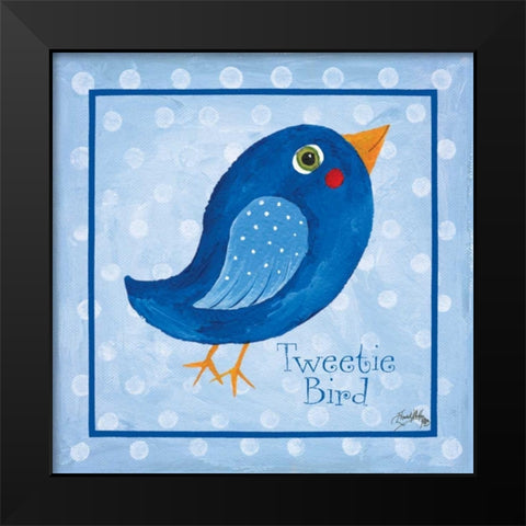 Blue Bird Border Black Modern Wood Framed Art Print by Medley, Elizabeth