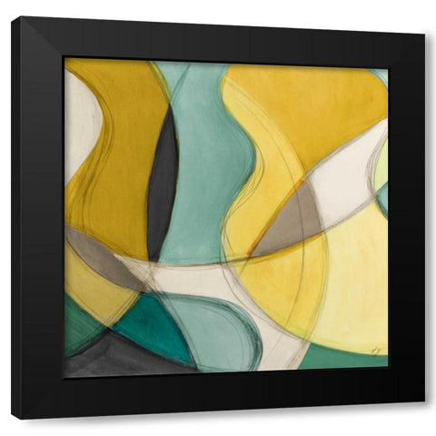 Curving Color Square I Black Modern Wood Framed Art Print with Double Matting by Loreth, Lanie