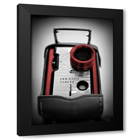 Red Movie Camera with Border Black Modern Wood Framed Art Print by Peck, Gail