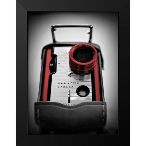 Red Movie Camera with Border Black Modern Wood Framed Art Print by Peck, Gail