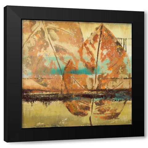 Rain Leaves II Black Modern Wood Framed Art Print by Pinto, Patricia