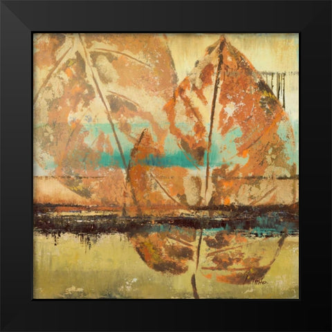 Rain Leaves II Black Modern Wood Framed Art Print by Pinto, Patricia