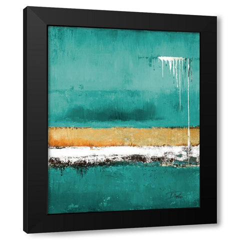 Teal Rain Black Modern Wood Framed Art Print by Pinto, Patricia