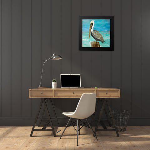 Pelicans on Post I Black Modern Wood Framed Art Print by DeRice, Julie