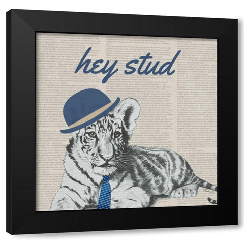Stud Tiger Black Modern Wood Framed Art Print with Double Matting by Rhyan, Vivien