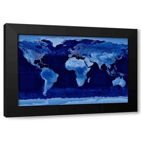 City Lights Black Modern Wood Framed Art Print with Double Matting by Lake, Shelley