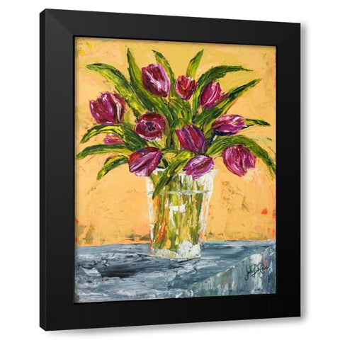Tulips Black Modern Wood Framed Art Print by DeRice, Julie