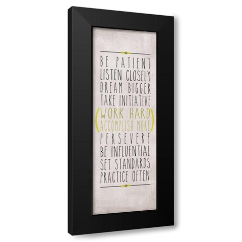 Be Patient Black Modern Wood Framed Art Print with Double Matting by SD Graphics Studio