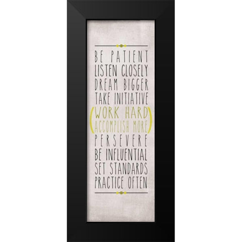 Be Patient Black Modern Wood Framed Art Print by SD Graphics Studio