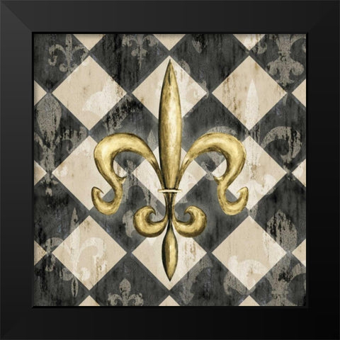 Black Diamond Fleur de Lys I Black Modern Wood Framed Art Print by Edwins, Hugo