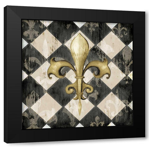 Black Diamond Fleur de Lys II Black Modern Wood Framed Art Print with Double Matting by Edwins, Hugo