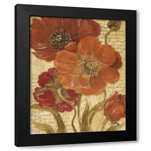 Red Scripted Beauty I Black Modern Wood Framed Art Print with Double Matting by Medley, Elizabeth