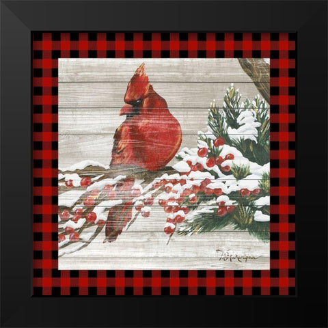 Winter Red Bird III Black Modern Wood Framed Art Print by Hakimipour, Tiffany