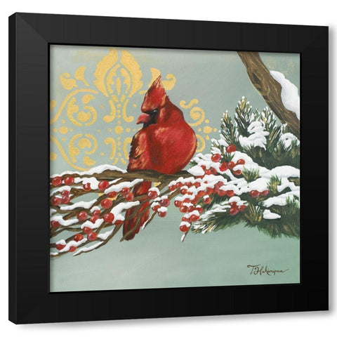 Winter Red Bird I Black Modern Wood Framed Art Print with Double Matting by Hakimipour, Tiffany