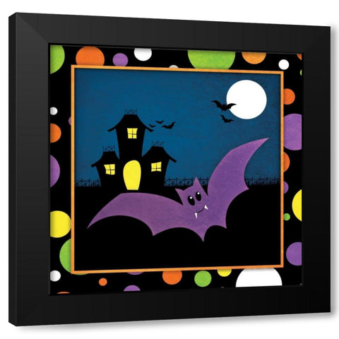 Halloween Bat Black Modern Wood Framed Art Print with Double Matting by Josefina