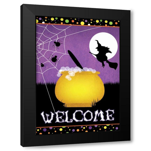 Halloween Witch Black Modern Wood Framed Art Print by Josefina