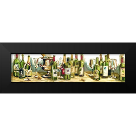 Wine and Champagne Panel Black Modern Wood Framed Art Print by French-Roussia, Heather A.
