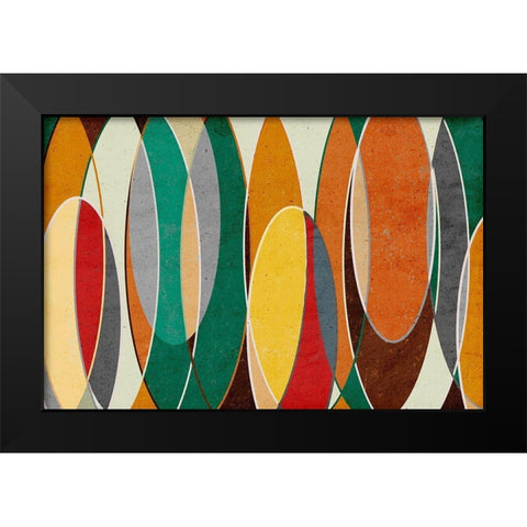 Bright Retro Vibes Black Modern Wood Framed Art Print by SD Graphics Studio