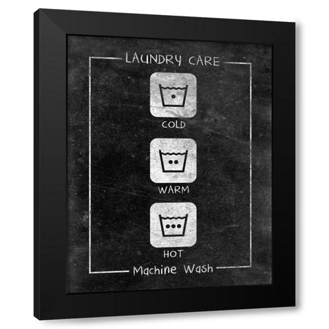 Laundry Care Black Modern Wood Framed Art Print by SD Graphics Studio