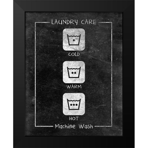 Laundry Care Black Modern Wood Framed Art Print by SD Graphics Studio