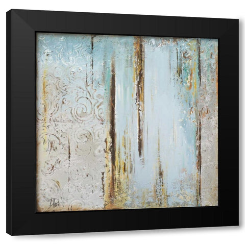 Blue Silver Square I Black Modern Wood Framed Art Print by Pinto, Patricia