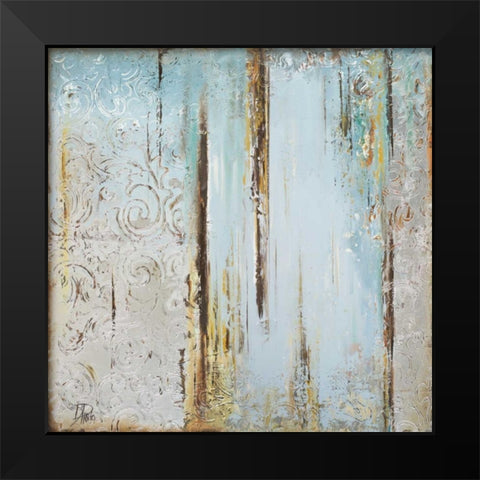 Blue Silver Square I Black Modern Wood Framed Art Print by Pinto, Patricia