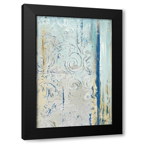 Teal Silver I Black Modern Wood Framed Art Print by Pinto, Patricia